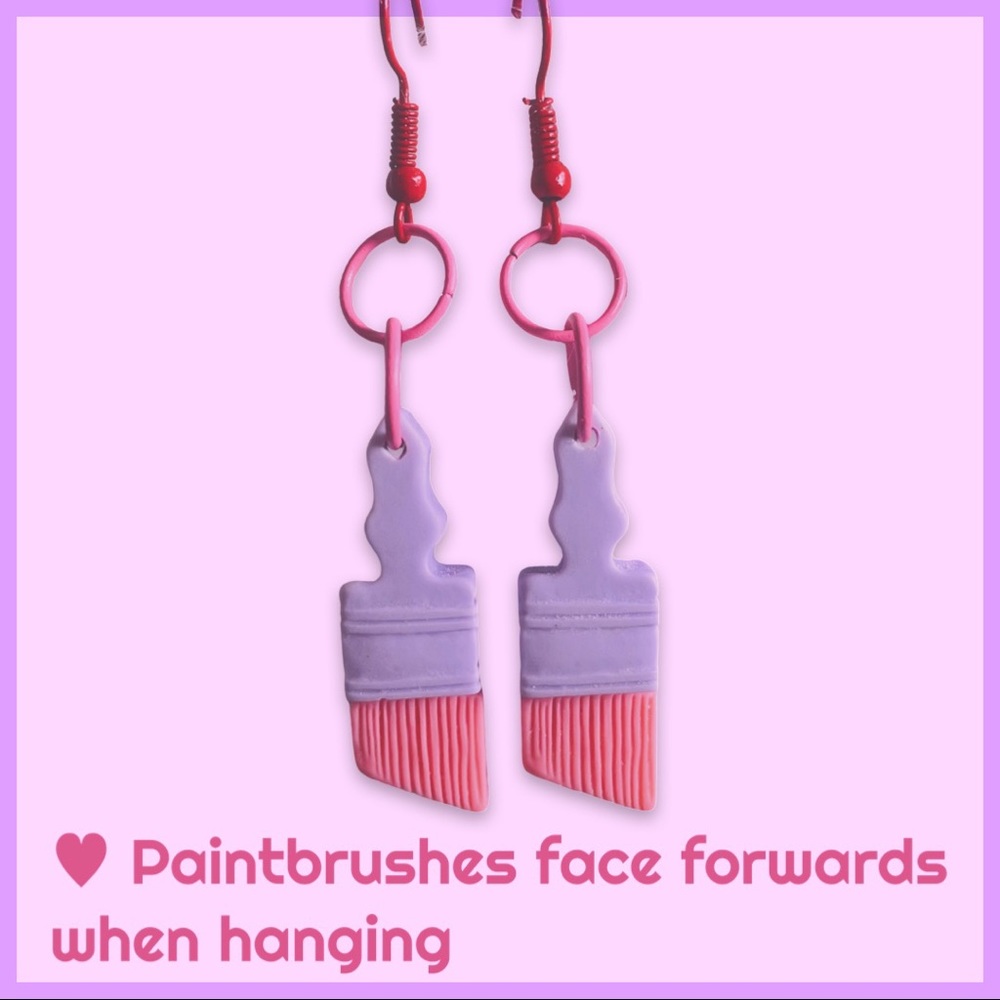 Pastel Kawaii Dangling Paintbrush Earrings - Picture 5 of 6